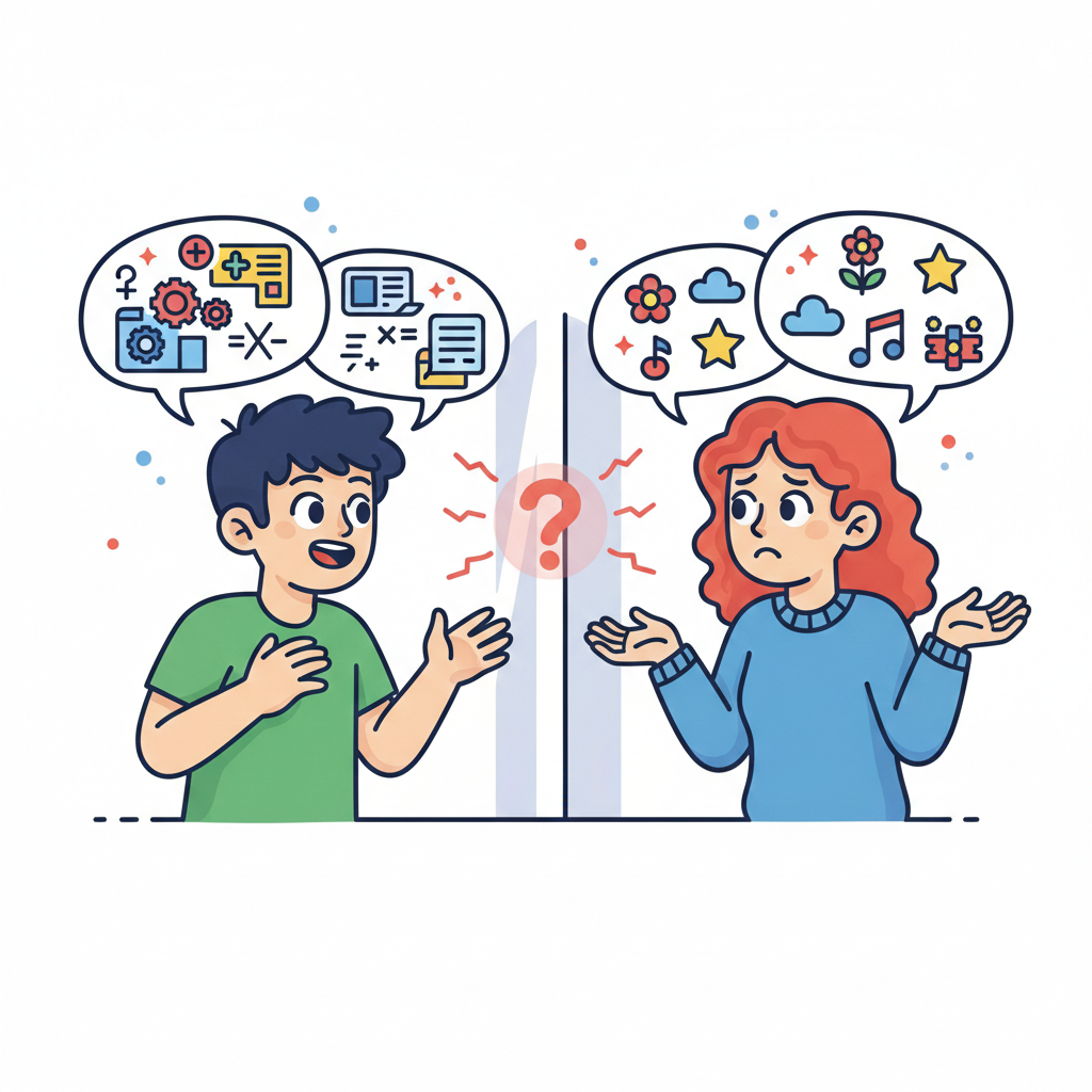 Deux personnes se parlent sans se comprendre