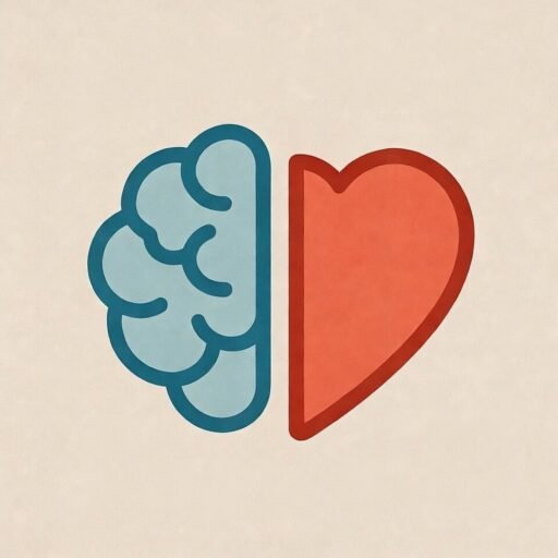 Un cœur à côté d'un cerveau